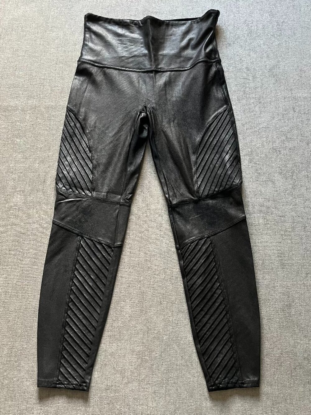 SPANX Leggings Women UK & EU XL Black Faux Leather High Waist Tummy Control